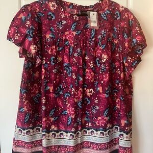 NWT Lane Bryant Floral Blouse - Pink and Blue